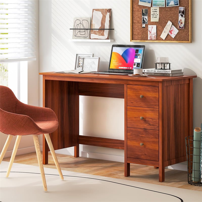 Computer Desk with 3 Storage Drawers, 48" Modern Home Office Desk with Spacious Desktop, Compact Study Writing Desk Workstation for Bedroom