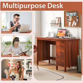 Computer Desk with 3 Storage Drawers, 48" Modern Home Office Desk with Spacious Desktop, Compact Study Writing Desk Workstation for Bedroom