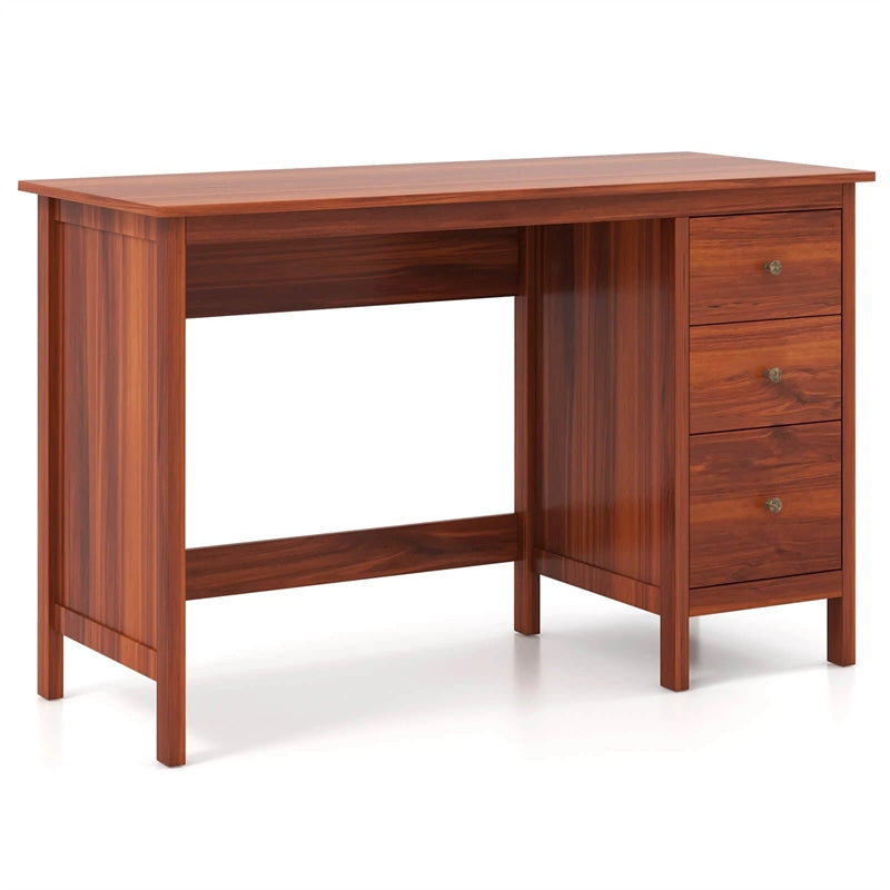 Computer Desk with 3 Storage Drawers, 48" Modern Home Office Desk with Spacious Desktop, Compact Study Writing Desk Workstation for Bedroom