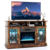 48" Electric Fireplace TV Stand for TVs up to 55", Media Entertainment Center w/ 18" Fireplace, 16-Color LED Lights, Adjustable Shelves
