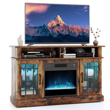 48" Electric Fireplace TV Stand for TVs up to 55", Media Entertainment Center w/ 18" Fireplace, 16-Color LED Lights, Adjustable Shelves
