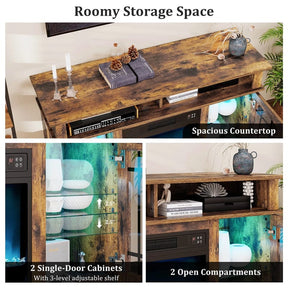 48" Electric Fireplace TV Stand for TVs up to 55", Media Entertainment Center w/ 18" Fireplace, 16-Color LED Lights, Adjustable Shelves