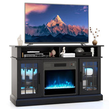 48" Electric Fireplace TV Stand for TVs up to 55", Media Entertainment Center w/ 18" Fireplace, 16-Color LED Lights, Adjustable Shelves