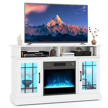 48" Electric Fireplace TV Stand for TVs up to 55", Media Entertainment Center w/ 18" Fireplace, 16-Color LED Lights, Adjustable Shelves