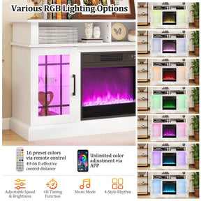 48" Electric Fireplace TV Stand for TVs up to 55", Media Entertainment Center w/ 18" Fireplace, 16-Color LED Lights, Adjustable Shelves