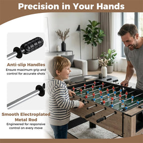 2-in-1 Swivel Multi Game Table, 49" Foosball & Pool Billiards Combo Table Set with Complete Accessories, Arcade Sports Game Table for Home Game Room