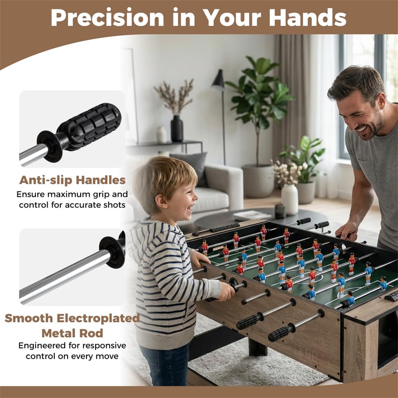 2-in-1 Swivel Multi Game Table, 49" Foosball & Pool Billiards Combo Table Set with Complete Accessories, Arcade Sports Game Table for Home Game Room