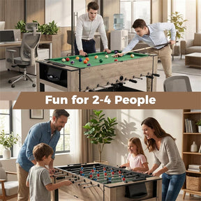 2-in-1 Swivel Multi Game Table, 49" Foosball & Pool Billiards Combo Table Set with Complete Accessories, Arcade Sports Game Table for Home Game Room