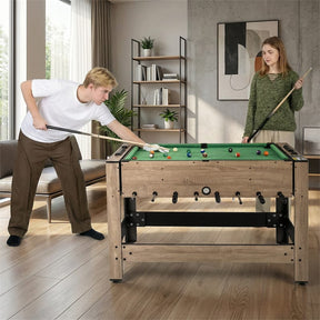 2-in-1 Swivel Multi Game Table, 49" Foosball & Pool Billiards Combo Table Set with Complete Accessories, Arcade Sports Game Table for Home Game Room