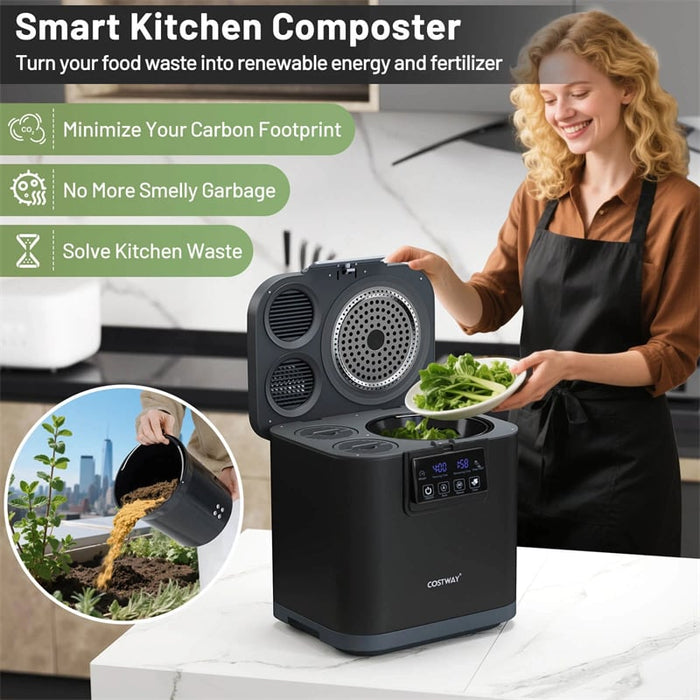 Auto Composter Machine 4L Electric Kitchen Composter Smart Countertop Food Waste Compost ...