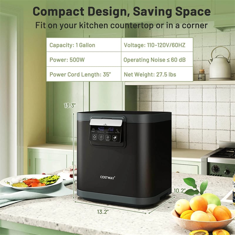 4L Electric Kitchen Composter, Smart Countertop Food Waste Compost Machine with Auto-Cleaning, Replaceable Filters, Turns Food Waste to Fertilizer
