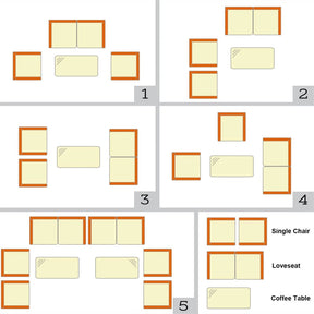 4 Piece Wicker Patio Conversation Set with Tempered Glass Coffee Table, Loveseat & Cushions, Outdoor Rattan Sofa Set for Backyard Lawn