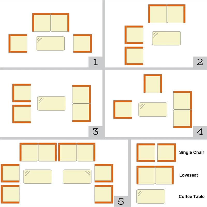 4 Piece Wicker Patio Conversation Set with Tempered Glass Coffee Table, Loveseat & Cushions, Outdoor Rattan Sofa Set for Backyard Lawn