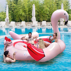 4-6 Person Giant Pool Float, Inflatable Floating Island with Electric Pump & Cup Holders for Pool, Lake, Beach Parties