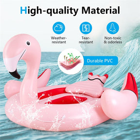 4-6 Person Giant Pool Float, Inflatable Floating Island with Electric Pump & Cup Holders for Pool, Lake, Beach Parties