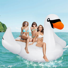 4-6 Person Giant Pool Float, Inflatable Floating Island with Electric Pump & Cup Holders for Pool, Lake, Beach Parties