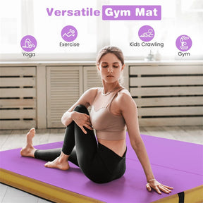 4" Thick Folding Gymnastic Mat, 4' x 4' Home Gym Bio-Fold Exercise Tumbling Mat with Carry Handles, PU Leather Cover for Aerobics Workout Yoga