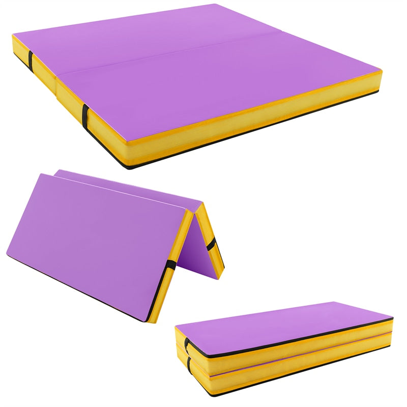 4" Thick Folding Gymnastic Mat, 4' x 4' Home Gym Bio-Fold Exercise Tumbling Mat with Carry Handles, PU Leather Cover for Aerobics Workout Yoga