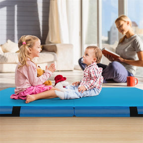 4" Thick Folding Gymnastic Mat, 4' x 4' Home Gym Bio-Fold Exercise Tumbling Mat with Carry Handles, PU Leather Cover for Aerobics Workout Yoga