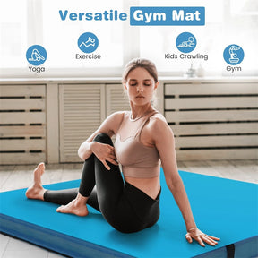 4" Thick Folding Gymnastic Mat, 4' x 4' Home Gym Bio-Fold Exercise Tumbling Mat with Carry Handles, PU Leather Cover for Aerobics Workout Yoga