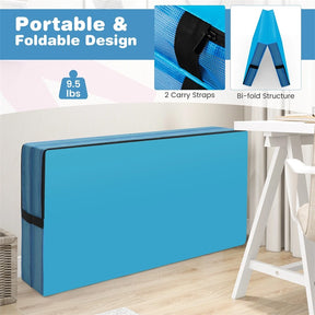 4" Thick Folding Gymnastic Mat, 4' x 4' Home Gym Bio-Fold Exercise Tumbling Mat with Carry Handles, PU Leather Cover for Aerobics Workout Yoga