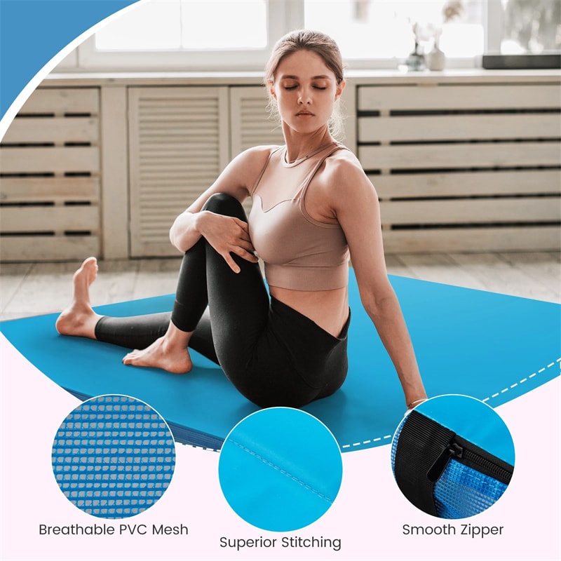 4" Thick Folding Gymnastic Mat, 4' x 4' Home Gym Bio-Fold Exercise Tumbling Mat with Carry Handles, PU Leather Cover for Aerobics Workout Yoga