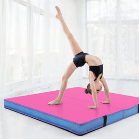 4" Thick Folding Gymnastic Mat, 4' x 4' Home Gym Bio-Fold Exercise Tumbling Mat with Carry Handles, PU Leather Cover for Aerobics Workout Yoga