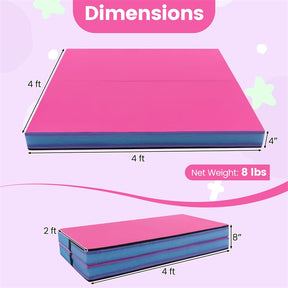 4" Thick Folding Gymnastic Mat, 4' x 4' Home Gym Bio-Fold Exercise Tumbling Mat with Carry Handles, PU Leather Cover for Aerobics Workout Yoga