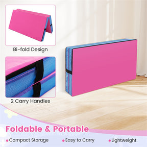 4" Thick Folding Gymnastic Mat, 4' x 4' Home Gym Bio-Fold Exercise Tumbling Mat with Carry Handles, PU Leather Cover for Aerobics Workout Yoga