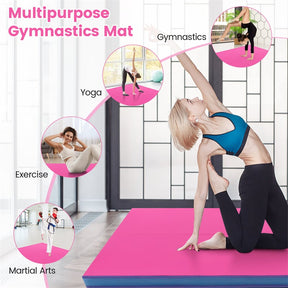 4" Thick Folding Gymnastic Mat, 4' x 4' Home Gym Bio-Fold Exercise Tumbling Mat with Carry Handles, PU Leather Cover for Aerobics Workout Yoga