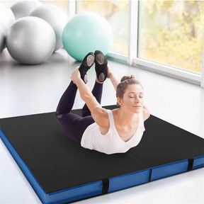 4" Thick Folding Gymnastic Mat, 4' x 4' Home Gym Bio-Fold Exercise Tumbling Mat with Carry Handles, PU Leather Cover for Aerobics Workout Yoga