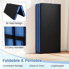 4" Thick Folding Gymnastic Mat, 4' x 4' Home Gym Bio-Fold Exercise Tumbling Mat with Carry Handles, PU Leather Cover for Aerobics Workout Yoga