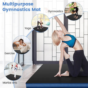 4" Thick Folding Gymnastic Mat, 4' x 4' Home Gym Bio-Fold Exercise Tumbling Mat with Carry Handles, PU Leather Cover for Aerobics Workout Yoga