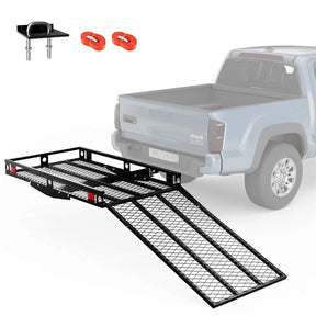 500 LBS Hitch Mount Mobility Scooter Carrier, Heavy-Duty Wheelchair Cargo Rack with Foldable Ramp, Stabilizer & Tie Down Straps, Fits 2" Receiver