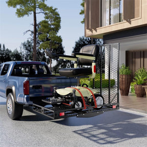 500 LBS Hitch Mount Mobility Scooter Carrier, Heavy-Duty Wheelchair Cargo Rack with Foldable Ramp, Stabilizer & Tie Down Straps, Fits 2" Receiver
