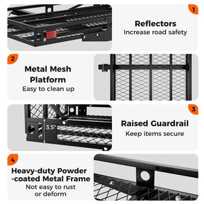 500 LBS Hitch Mount Mobility Scooter Carrier, Heavy-Duty Wheelchair Cargo Rack with Foldable Ramp, Stabilizer & Tie Down Straps, Fits 2" Receiver