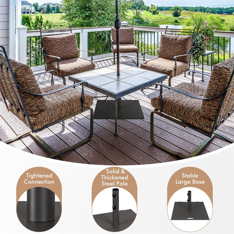50 LBS Heavy Duty Patio Umbrella Base Stand, 24" Square Steel Outdoor Umbrella Weight with Wheels & 2 Tightening Knobs for Garden Deck Poolside
