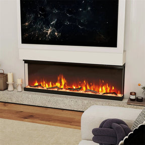 36/40/50/60 Inches 3-Sided Electric Fireplace Insert, 750W/1200W Recessed Fireplace Heater with 12 Flame Colors, Remote, 5 Brightness & 8H Timer