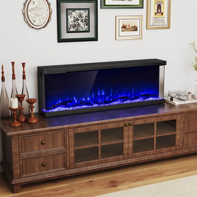 36/40/50/60 Inches 3-Sided Electric Fireplace Insert, 750W/1200W Recessed Fireplace Heater with 12 Flame Colors, Remote, 5 Brightness & 8H Timer