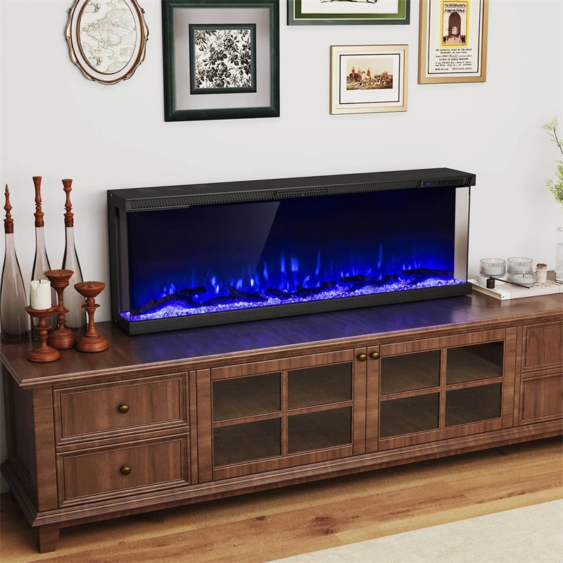 36/40/50/60 Inches 3-Sided Electric Fireplace Insert, 750W/1200W Recessed Fireplace Heater with 12 Flame Colors, Remote, 5 Brightness & 8H Timer
