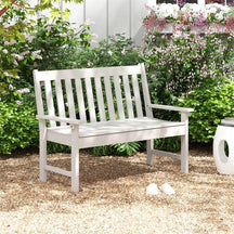 52" HDPE 2-Person Outdoor Patio Bench All-Weather Garden Park Bench Porch Loveseat Chair with Backrest & Armrests