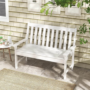 52" HDPE 2-Person Outdoor Patio Bench All-Weather Garden Park Bench Porch Loveseat Chair with Backrest & Armrests