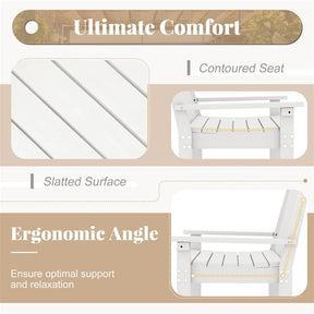 52" HDPE 2-Person Outdoor Patio Bench All-Weather Garden Park Bench Porch Loveseat Chair with Backrest & Armrests