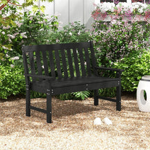 52" HDPE 2-Person Outdoor Patio Bench All-Weather Garden Park Bench Porch Loveseat Chair with Backrest & Armrests