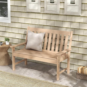 52" HDPE 2-Person Outdoor Patio Bench All-Weather Garden Park Bench Porch Loveseat Chair with Backrest & Armrests