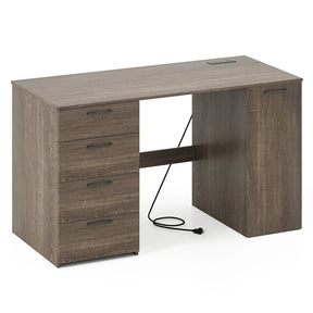 53" Computer Desk with 4 Storage Drawers & Cabinet, Home Office Desk w/ Charging Station, Adjustable Shelf & Cable Management for Study, Makeup