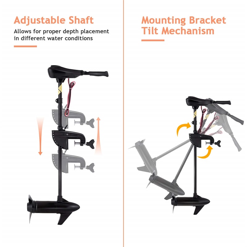 Electric Trolling Motor 8 Speed Boat Fishing Motor with Telescoping Handle, Transom Mount 36" Shaft for Freshwater Saltwater Use