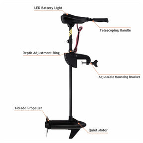 Electric Trolling Motor 8 Speed Boat Fishing Motor with Telescoping Handle, Transom Mount 36" Shaft for Freshwater Saltwater Use