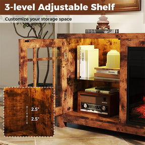 58" Electric Fireplace TV Stand Entertainment Center for 65 inch TV with 18" Heater, Thermostat, Remote, LED Lights & Adjustable Shelves