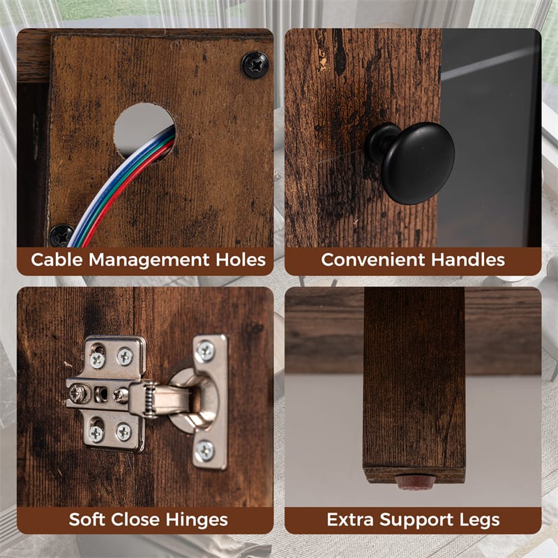 58" Electric Fireplace TV Stand Entertainment Center for 65 inch TV with 18" Heater, Thermostat, Remote, LED Lights & Adjustable Shelves